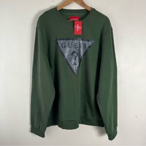 Guess Olive Green Men’s Crew Neck Cotton Blend Sweatshirt Sweater Size XL NWT